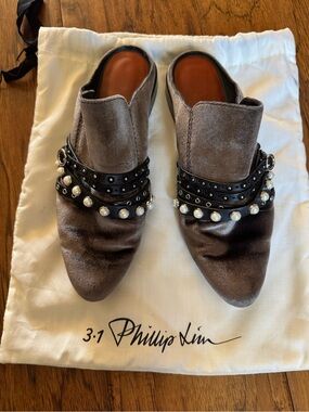 3.1 Philip Lim velvet and leather mules